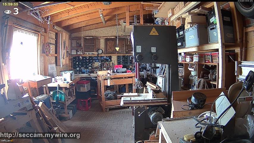 Live camera feed from Littlehook's woodworking shop in Indoor woodworking shop