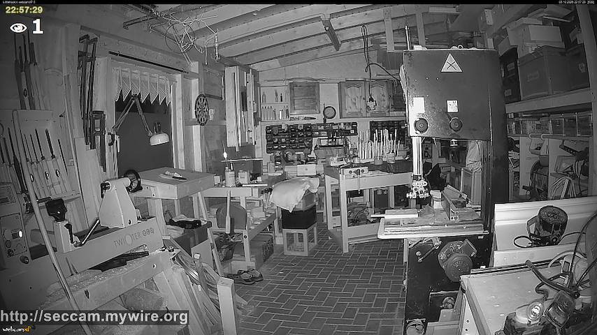 Live camera feed from Littlehook's woodworking shop in Indoor woodworking shop