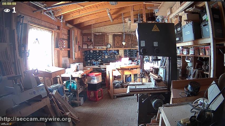 Live camera feed from Littlehook's woodworking shop in Indoor woodworking shop
