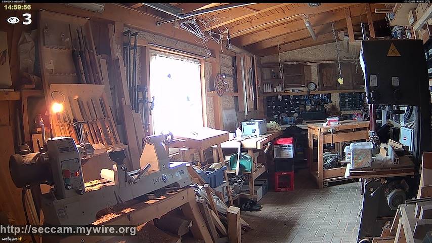 Live camera feed from Littlehook's woodworking shop in Indoor woodworking shop