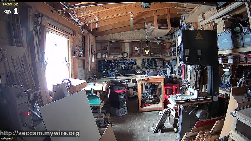 Live camera feed from Littlehook's woodworking shop in Indoor woodworking shop