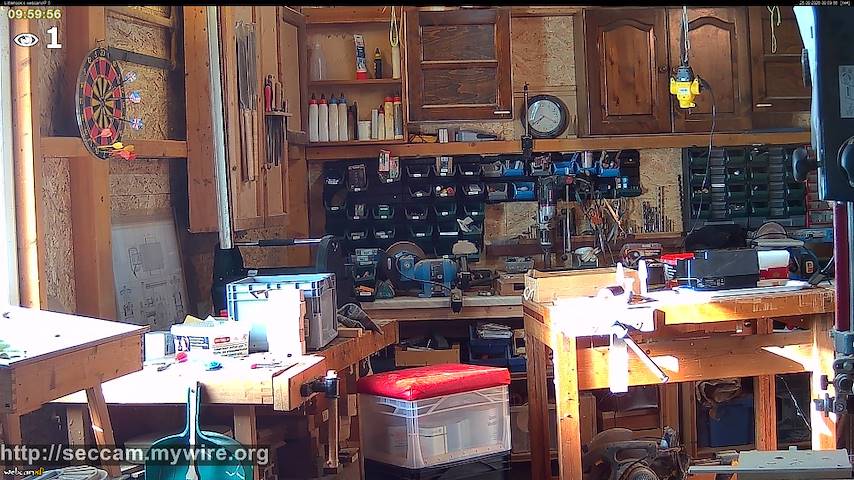 Live camera feed from Littlehook's woodworking shop in Indoor woodworking shop