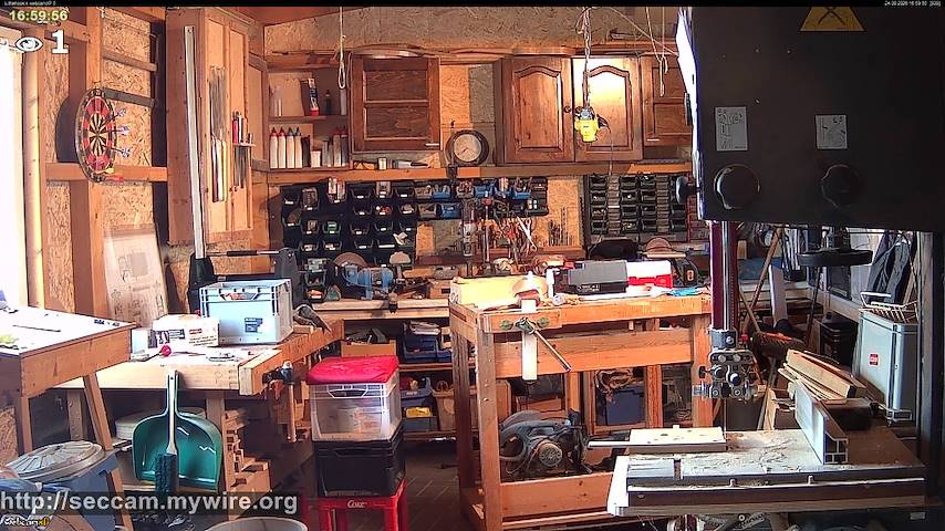 Live camera feed from Littlehook's woodworking shop in Indoor woodworking shop