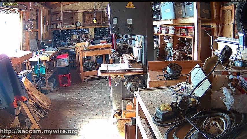 Live camera feed from Littlehook's woodworking shop in Indoor woodworking shop