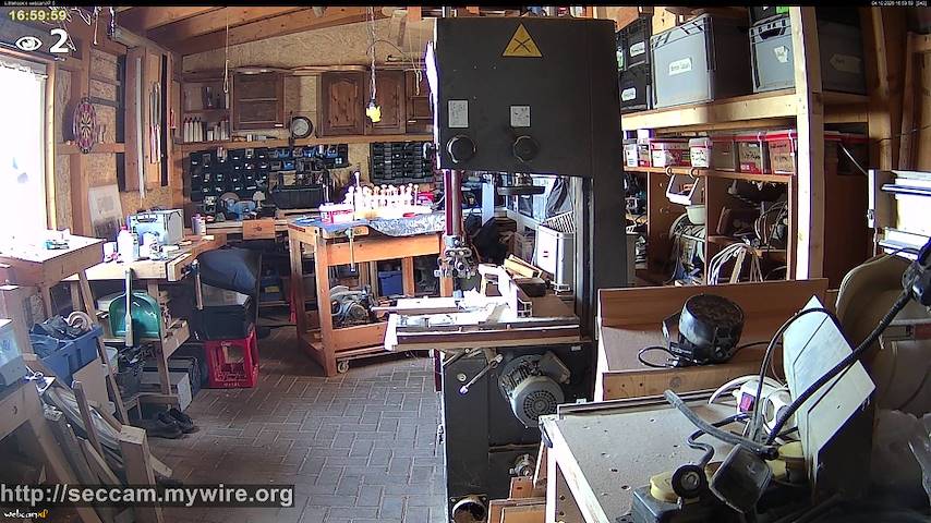 Live camera feed from Littlehook's woodworking shop in Indoor woodworking shop