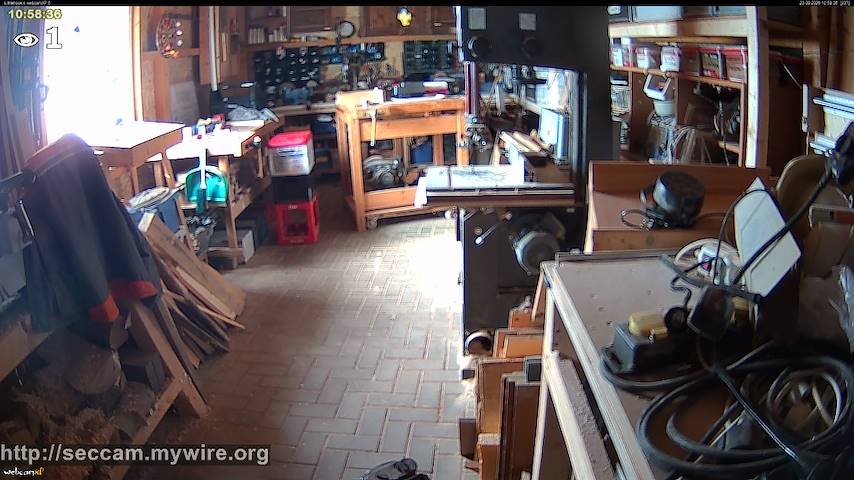Live camera feed from Littlehook's woodworking shop in Indoor woodworking shop