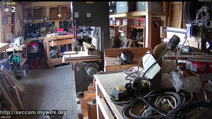 Live camera feed from Littlehook's woodworking shop in Indoor woodworking shop