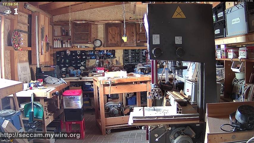 Live camera feed from Littlehook's woodworking shop in Indoor woodworking shop