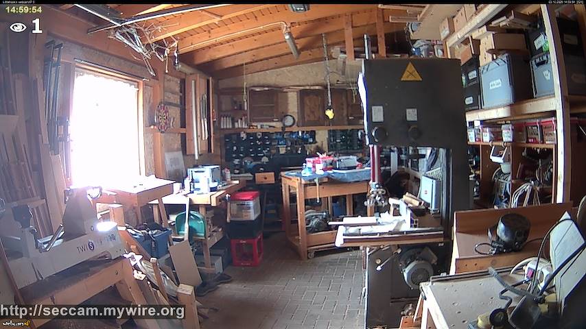 Live camera feed from Littlehook's woodworking shop in Indoor woodworking shop