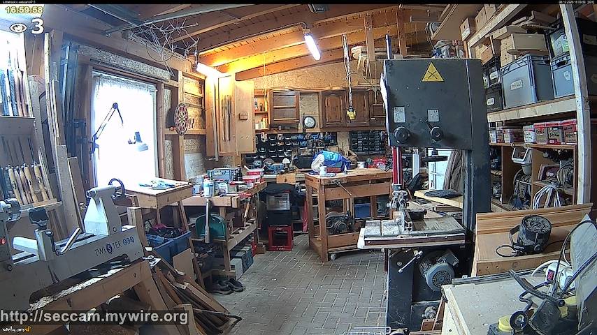 Live camera feed from Littlehook's woodworking shop in Indoor woodworking shop