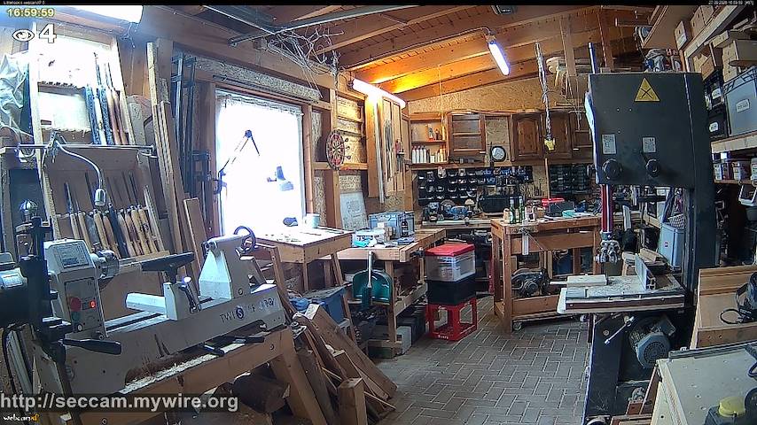 Live camera feed from Littlehook's woodworking shop in Indoor woodworking shop