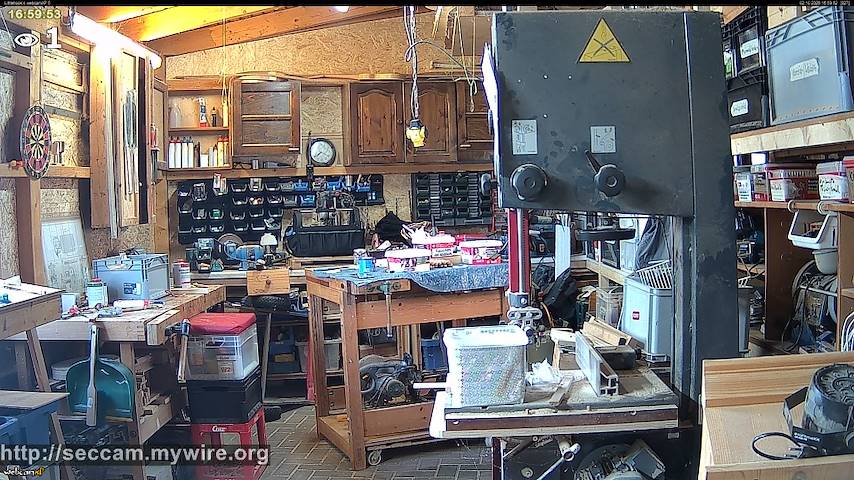 Live camera feed from Littlehook's woodworking shop in Indoor woodworking shop