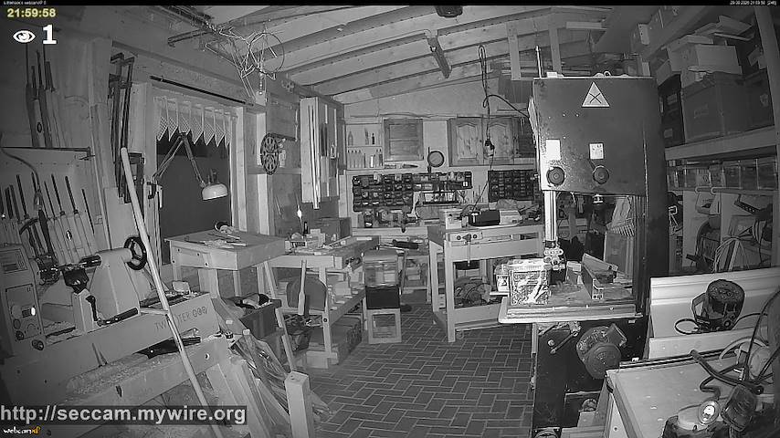 Live camera feed from Littlehook's woodworking shop in Indoor woodworking shop