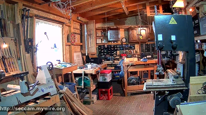 Live camera feed from Littlehook's woodworking shop in Indoor woodworking shop