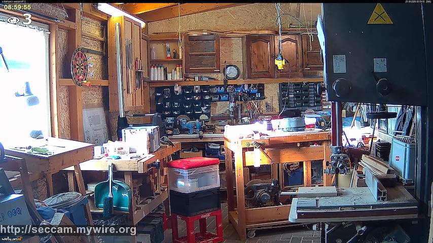 Live camera feed from Littlehook's woodworking shop in Indoor woodworking shop