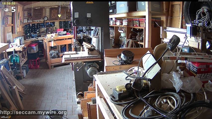 Live camera feed from Littlehook's woodworking shop in Indoor woodworking shop