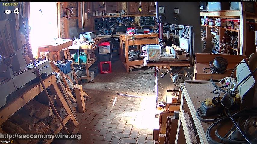 Live camera feed from Littlehook's woodworking shop in Indoor woodworking shop