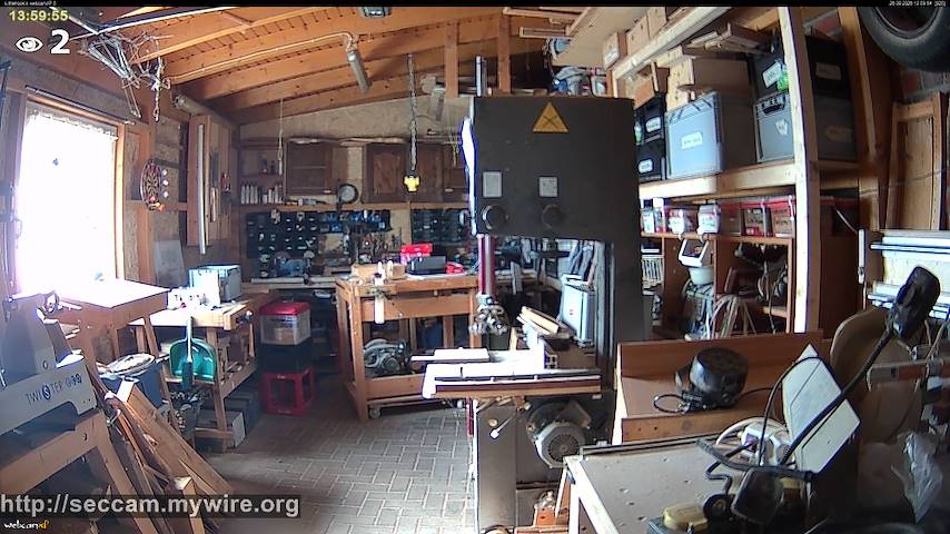 Live camera feed from Littlehook's woodworking shop in Indoor woodworking shop