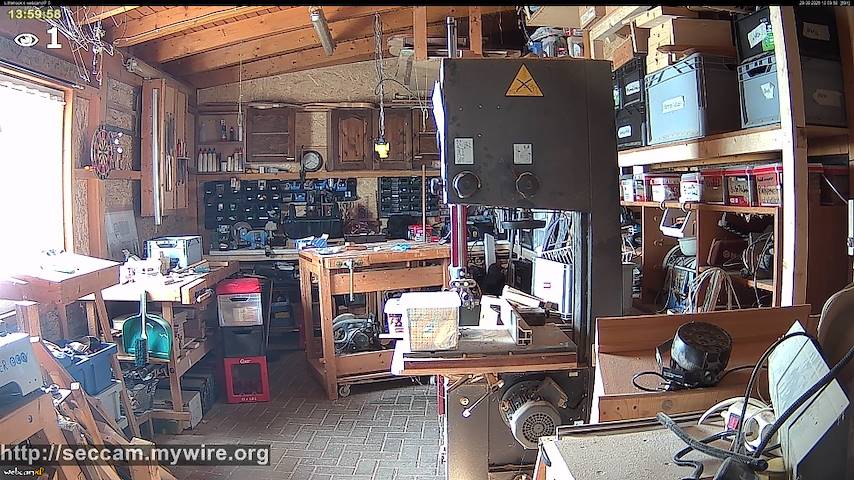 Live camera feed from Littlehook's woodworking shop in Indoor woodworking shop