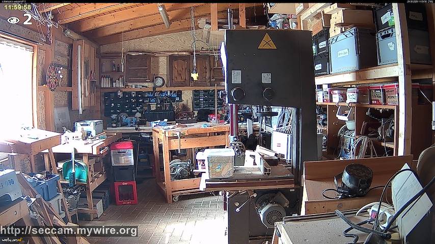 Live camera feed from Littlehook's woodworking shop in Indoor woodworking shop