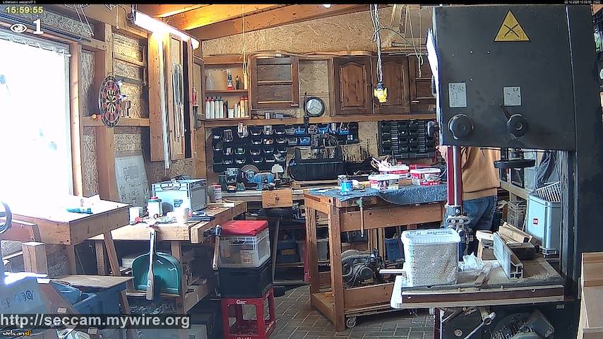 Live camera feed from Littlehook's woodworking shop in Indoor woodworking shop