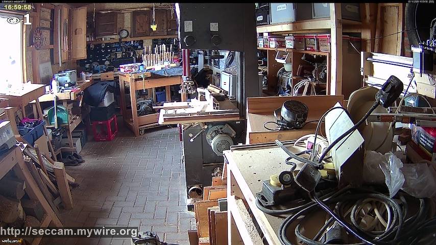 Live camera feed from Littlehook's woodworking shop in Indoor woodworking shop
