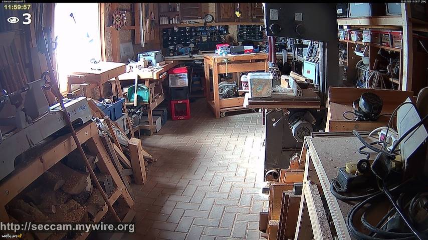 Live camera feed from Littlehook's woodworking shop in Indoor woodworking shop