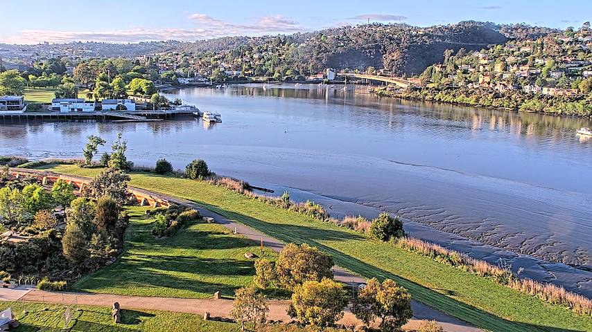 Live camerakanaal van Tamar Estuary in Launceston, Tasmania